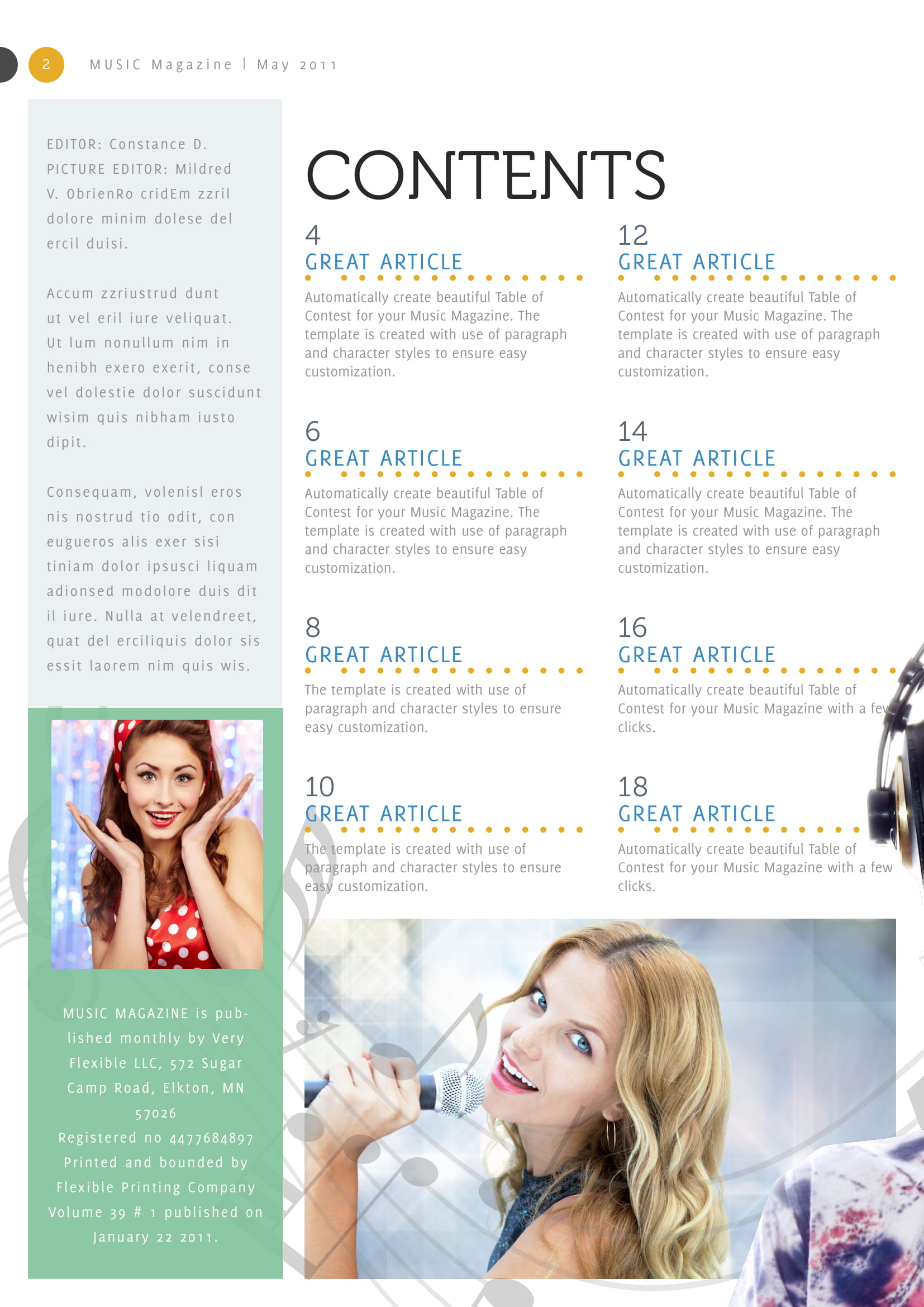 music magazine template download 20 pages for fashion music art