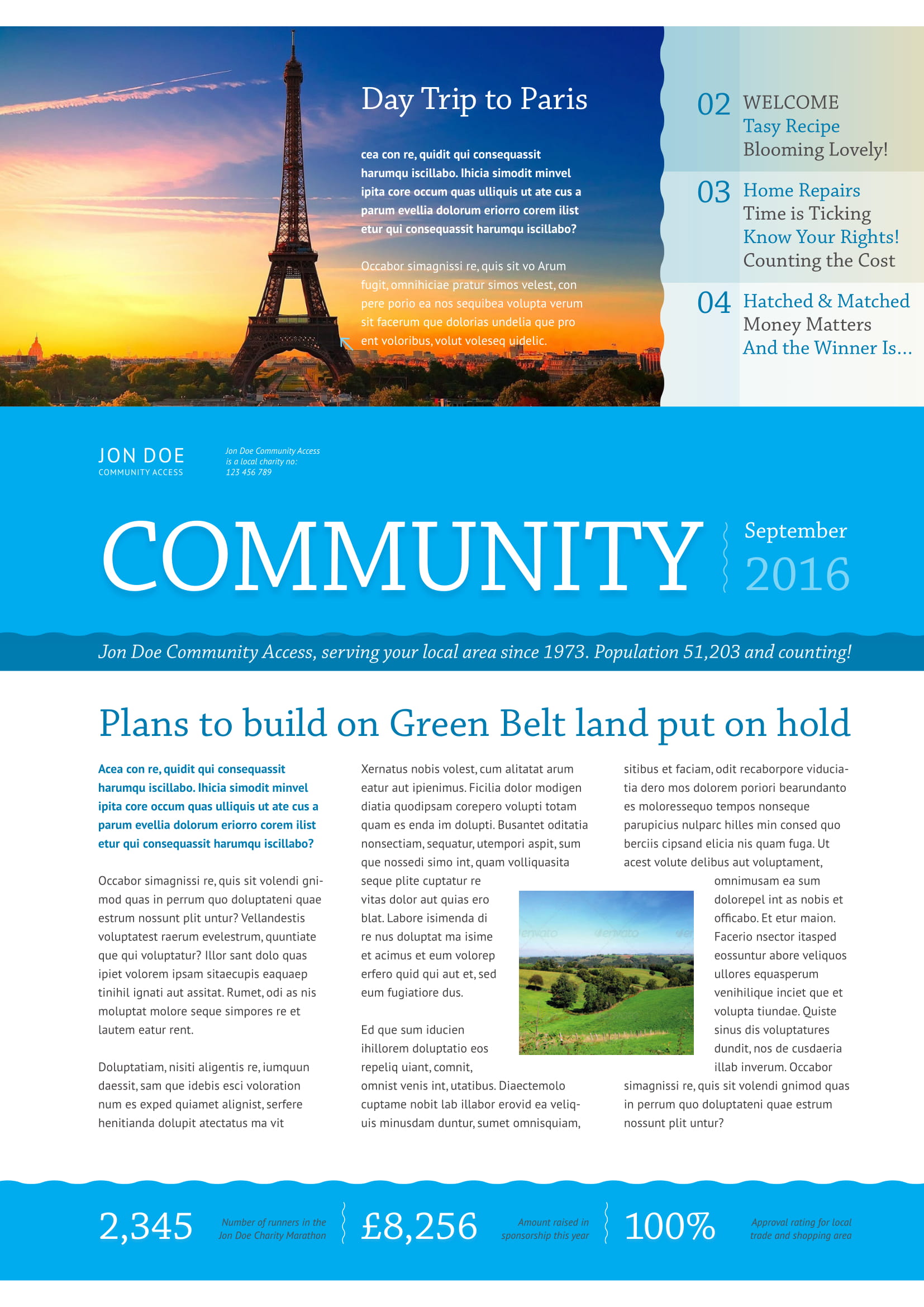 a4 non profit community newsletter template 4 pages