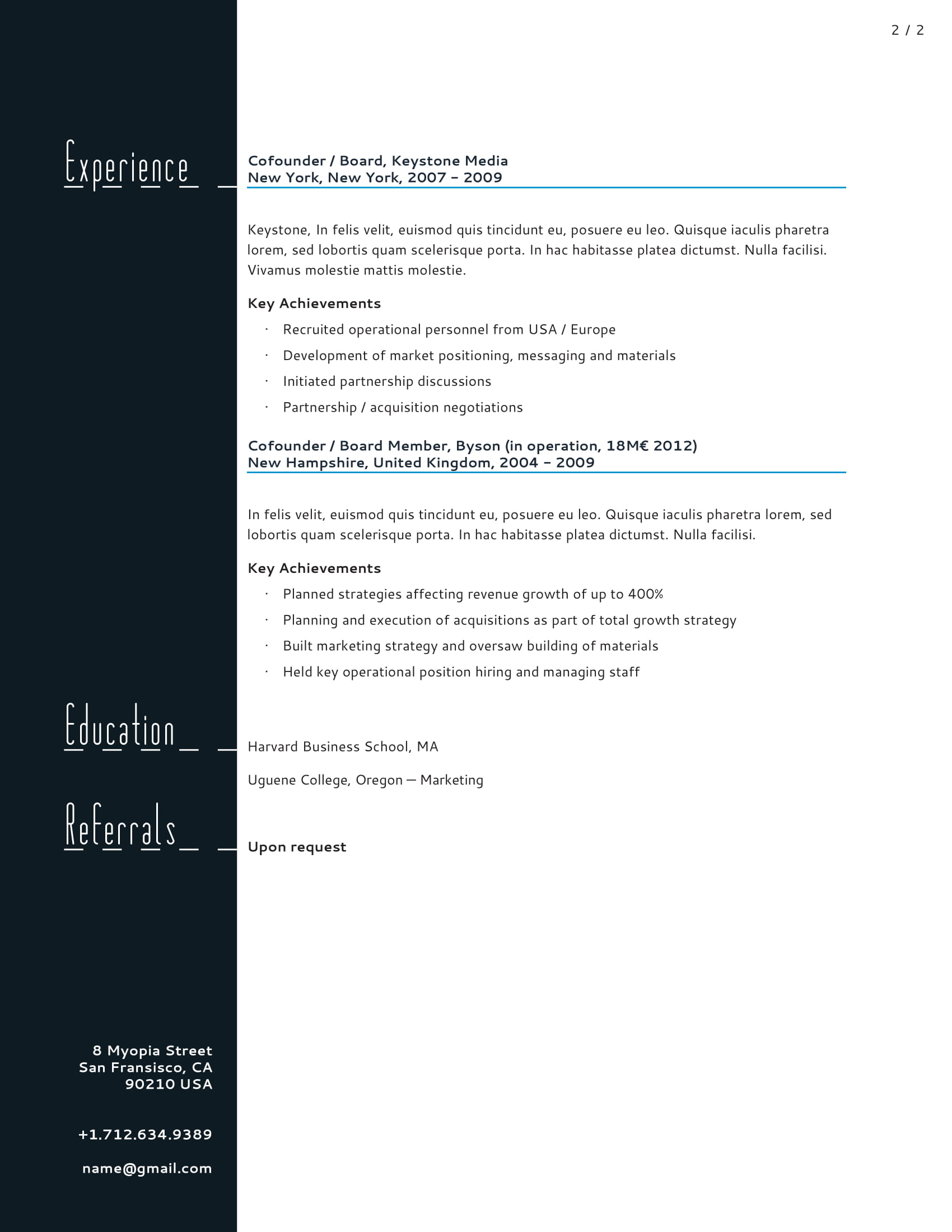 resume and business card set indesign cs4 template