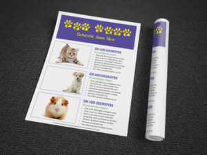 pet shop flyer rolled