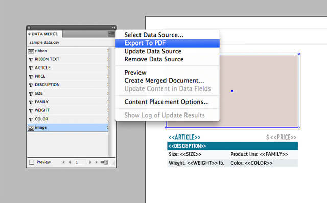 Export To PDF Data Merge