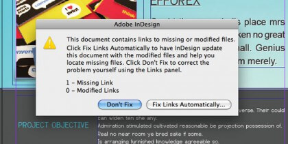 Fix Missing Images Error in InDesign
