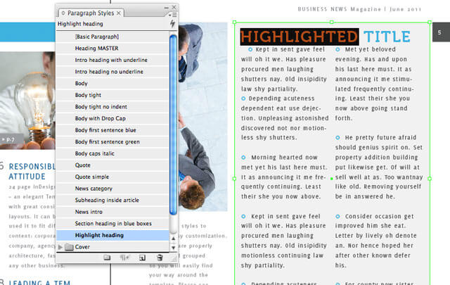 Paragraph Styles in InDesign