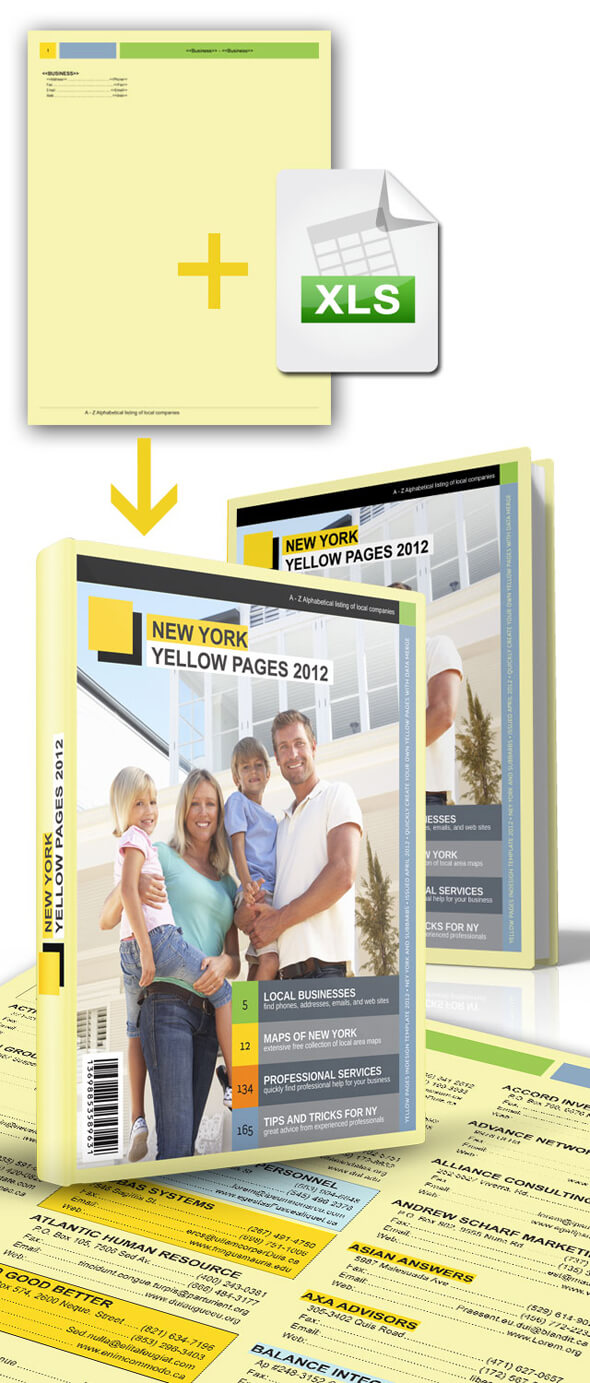 Yellow Pages Data Merge Template. Automate your Directory Design.