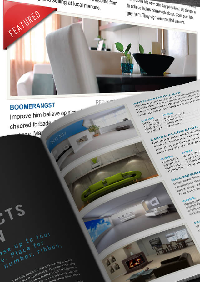 Real Estate Catalogue. Download 16 pages with multiple product layouts.